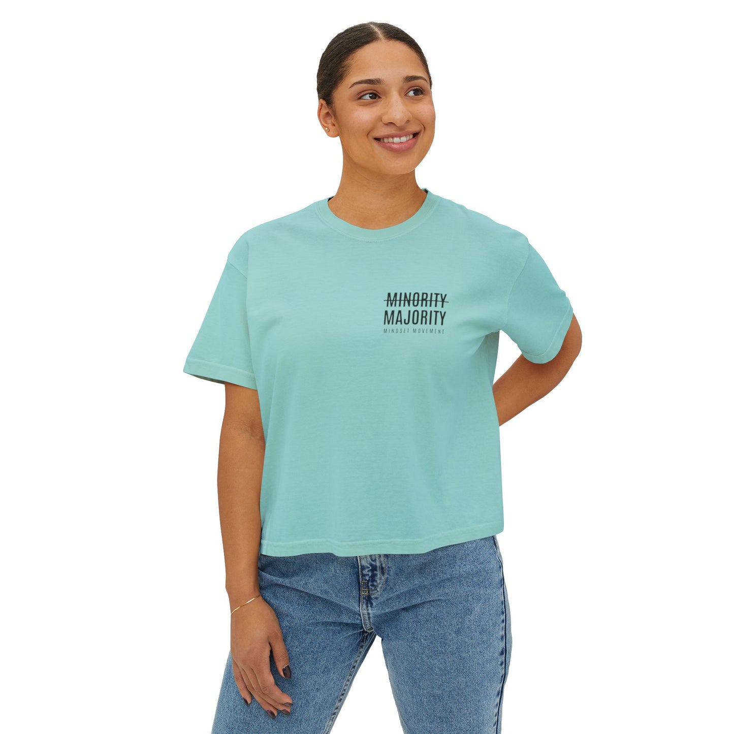 Women's Boxy Tee "Mindset Movement" Left chest
